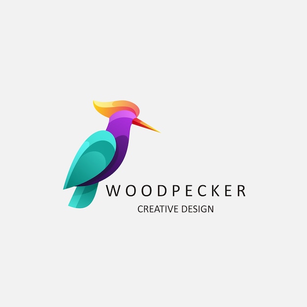 Woodpecker gradient colorful logo vector