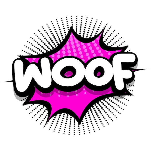 Woof Comic book explosion bubble vector illustration