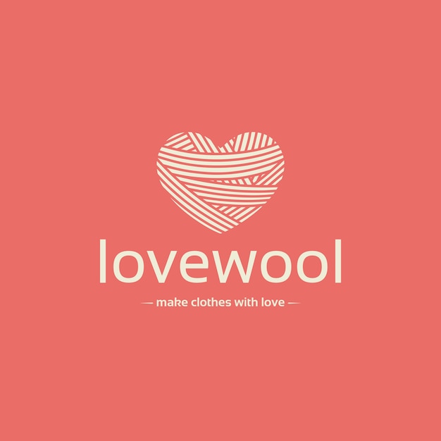 Wool Heart Negative Space Logo Template