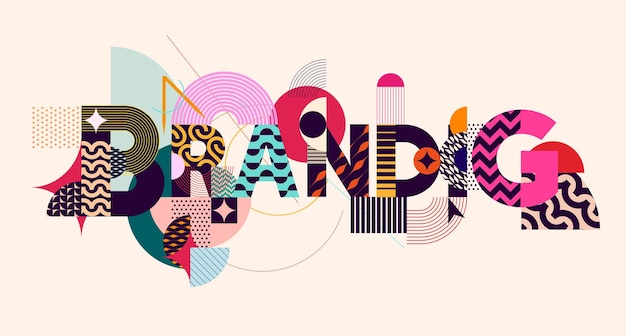 Vector word branding in decorative flat design