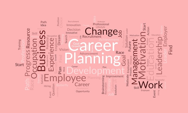 Vector word cloud background concept for career planning set the goal with planning success strategy of get career achievement vector illustration