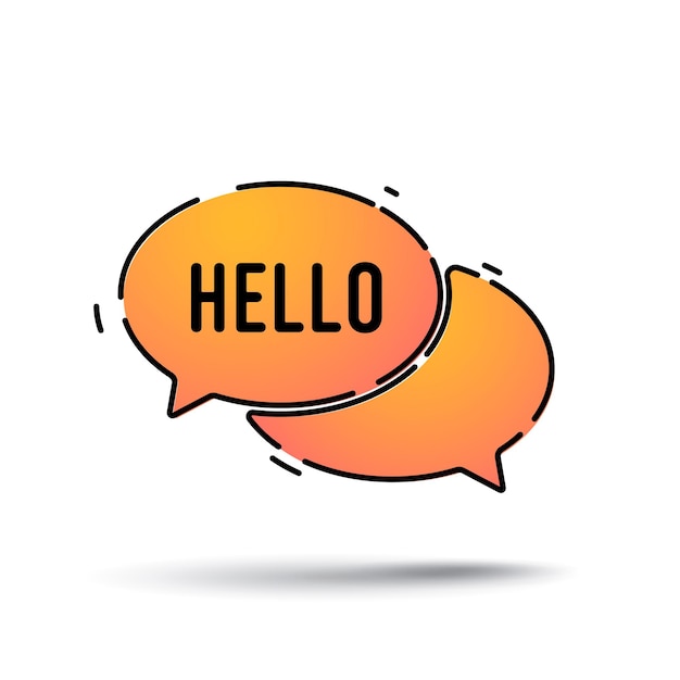 Word hello on color speech bubble illustration