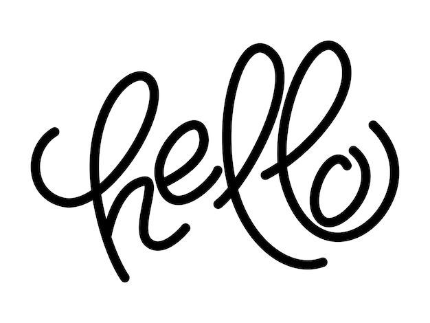 Vector word hello handwritten inscription for card, banner, poster, sticker, logo, scrapbooking, mug