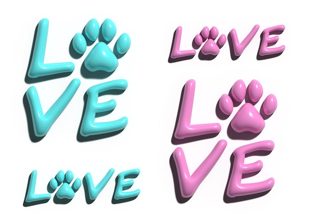 word love formed with an animals paw