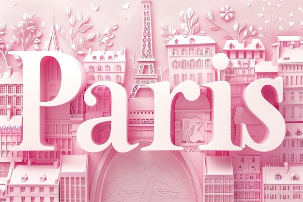 Vector word paris france and europe city travel concept