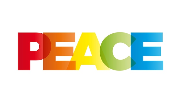 Vector the word peace vector banner with the text colored rainbow