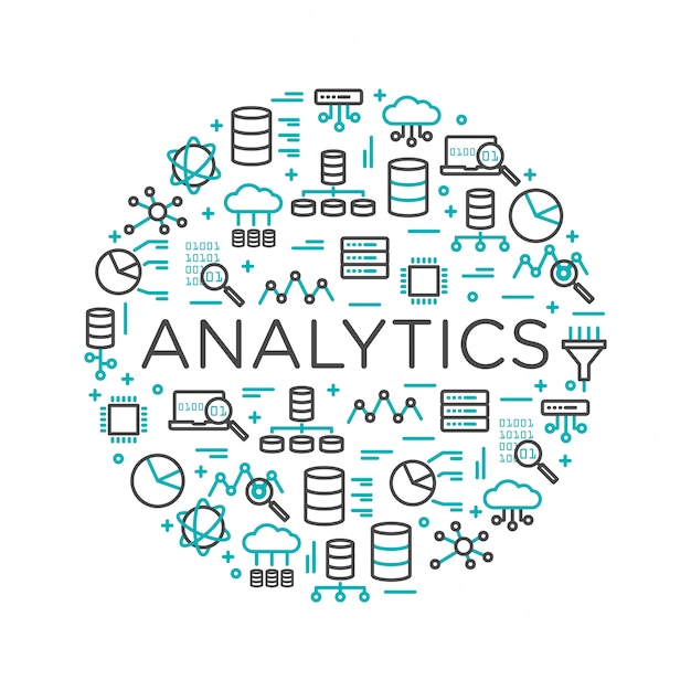 The words Analytics surrounded by icons