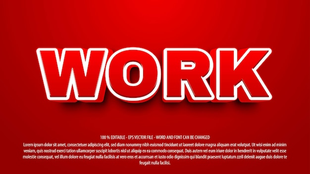 Work 3d editable text effect