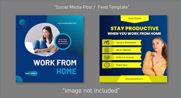 Work from home social media post