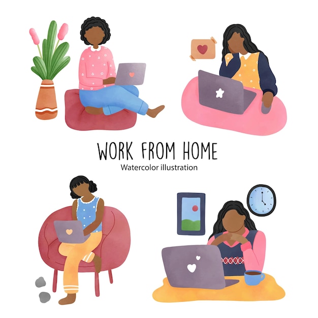 Work from home working Vector illustrationxA