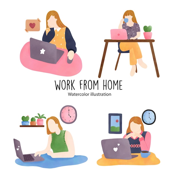 Work from home working Vector illustrationxA