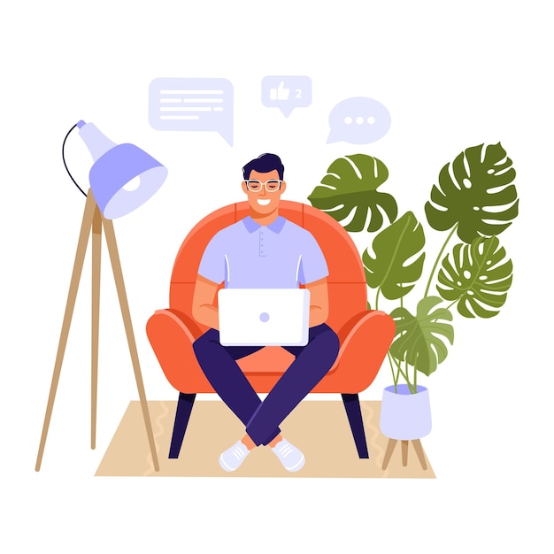 Work at home or remote work illustration design