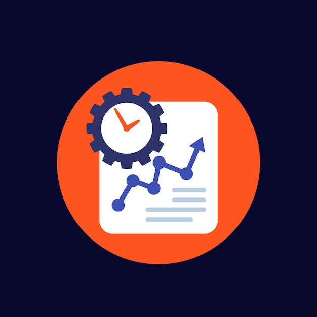 Work productivity growth icon, flat design