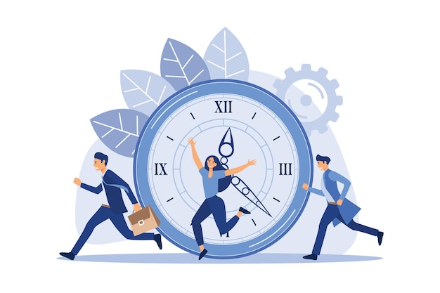 Vector work time management rush to do everything on work matters time is running out vector illustration