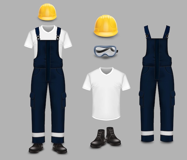 Vector work wear and uniform set vector isolated illustration