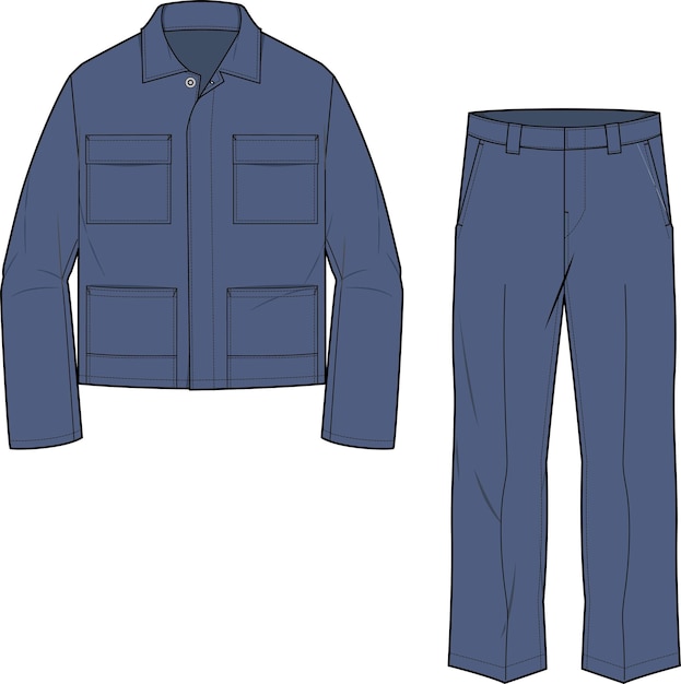 WORK WEAR UNIFORM SHIRT AND PANTS SUIT DRESS FOR WORKERS VECTOR