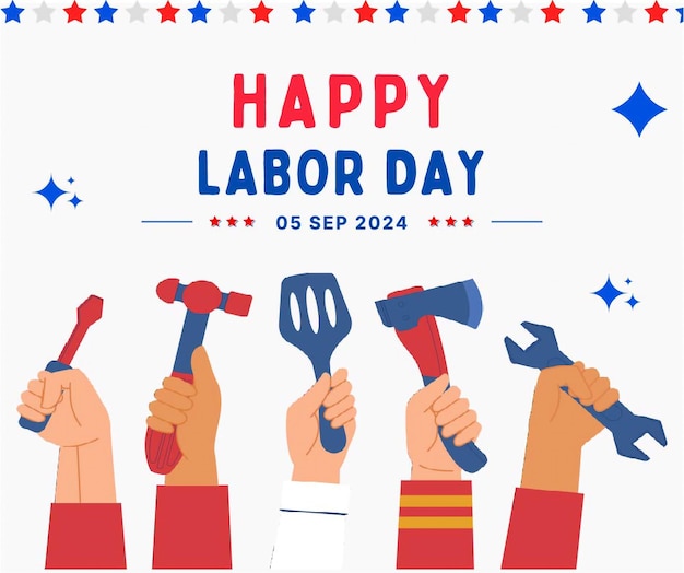 Vector worker day social media poster and its title is happy labor day