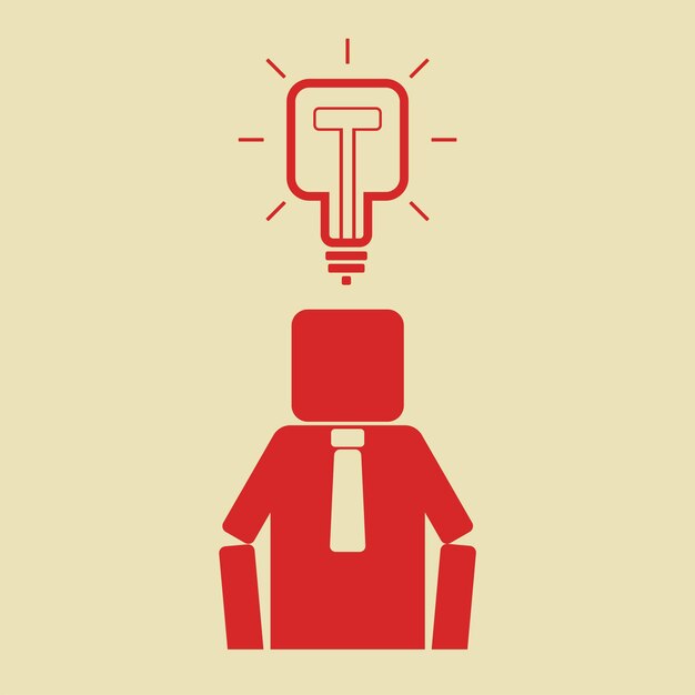 Worker have a new idea Square light bulb overhead of businessman Vector illustration