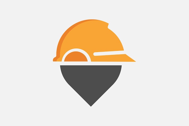 Worker locator vector logo vector template pin and helmet icon symbol