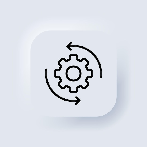 Workflow outline icon. Gear icon. For mobile apps and web usage. Neumorphic UI UX white user interface web button. Neumorphism. Vector EPS 10.