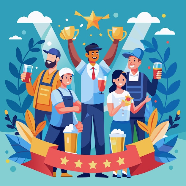 Workforce Resilience Celebrating Labor Day with Vector Art