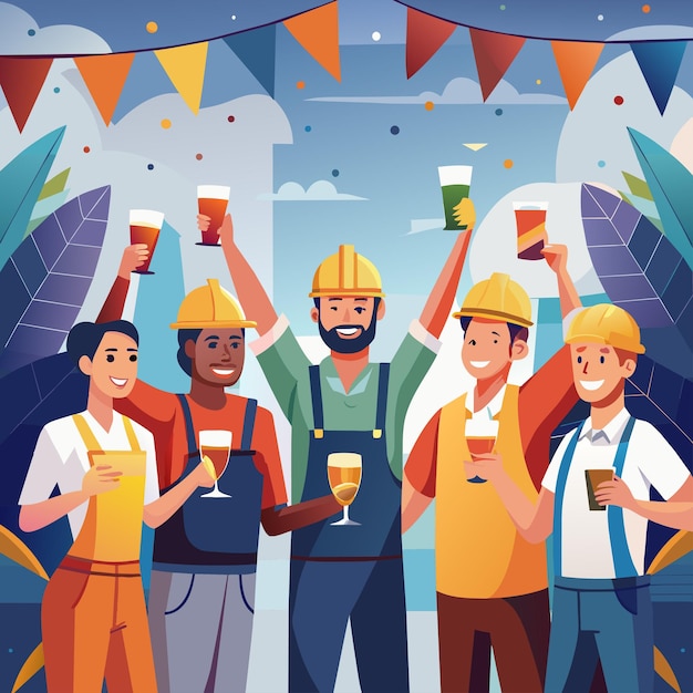 Workforce Resilience Celebrating Labor Day with Vector Art