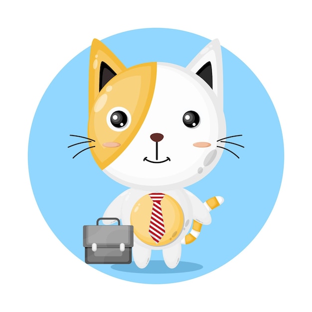 working cat cute character logo