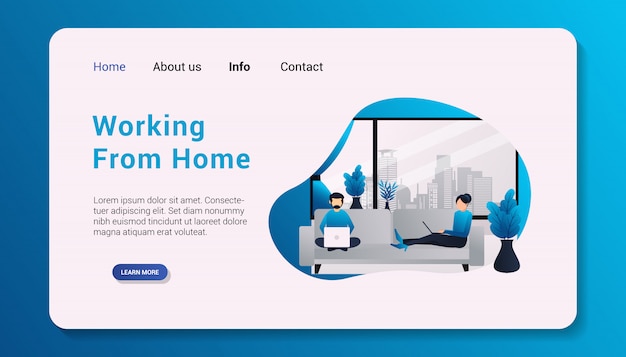 working from home landing page flat design   illustration