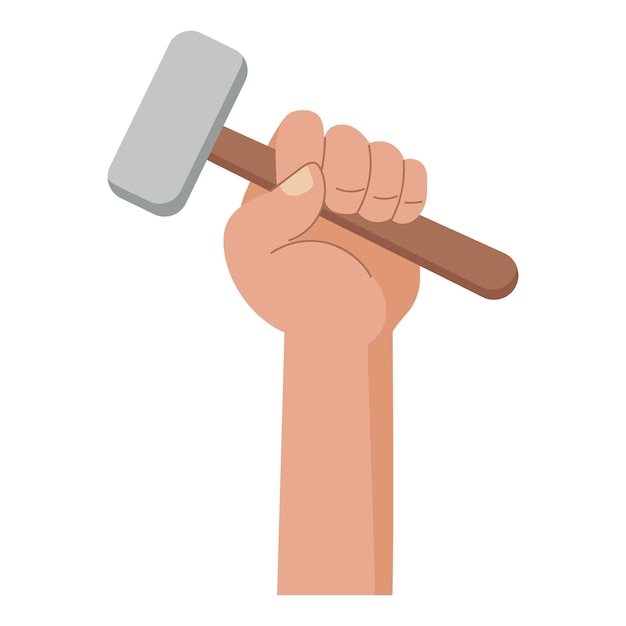 Working hand with working tool hammer wrench Labor Day Icon illustration vector