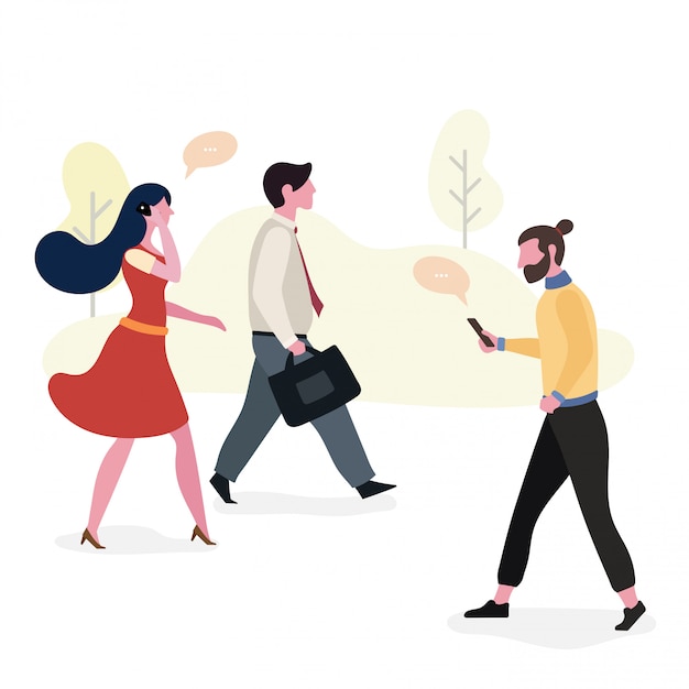 Working people walking to workspace, illustration design