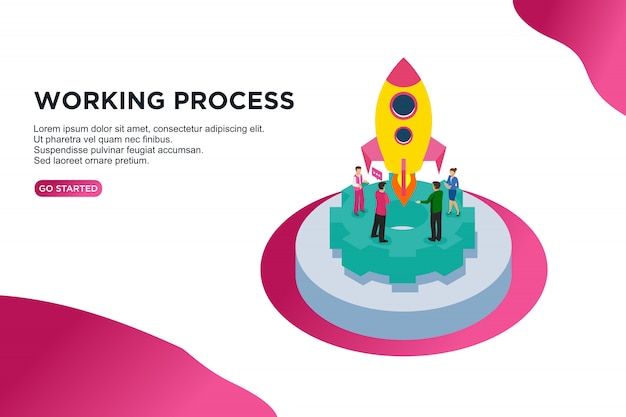 Working process isometric vector illustration concept