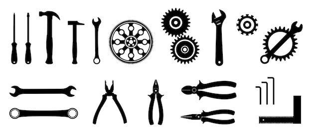 Working tools icon set Flat vector illustration