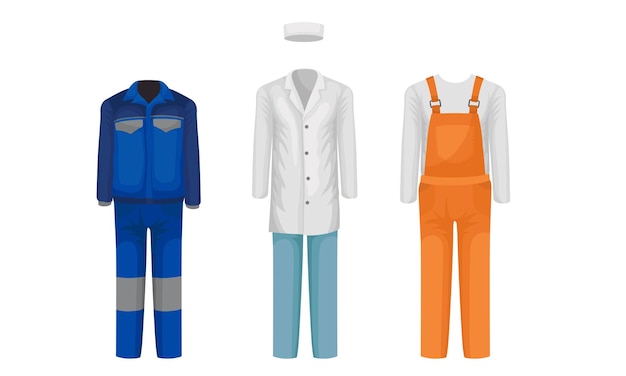 Working Uniform Vector Set Wear and Clothing Suit for Different Occupation Collection Professional Clothes for Performing Work