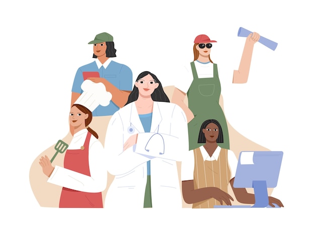 Working woman profession flat illustration