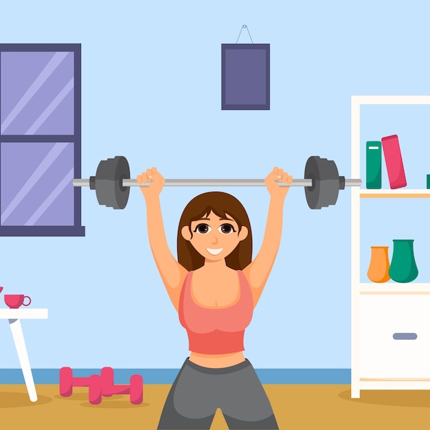 Workout Gym Flat Design Illustration