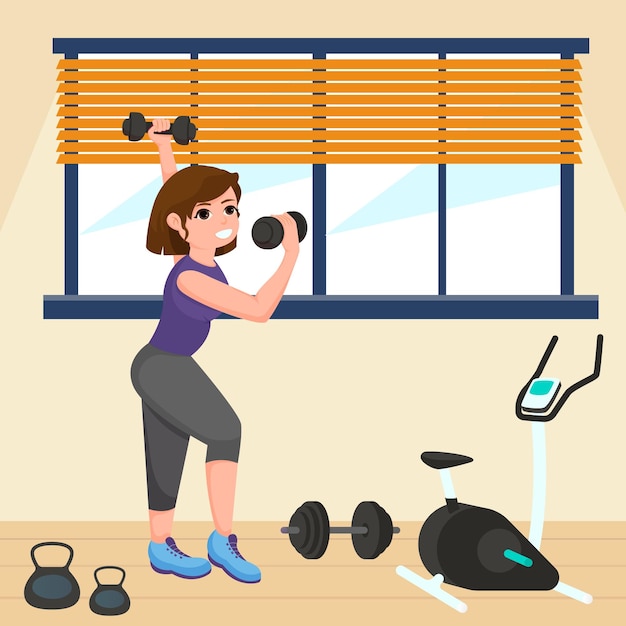 Workout Gym Flat Illustration Design