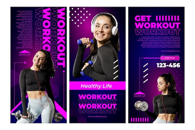 Workout instagram stories template with photo