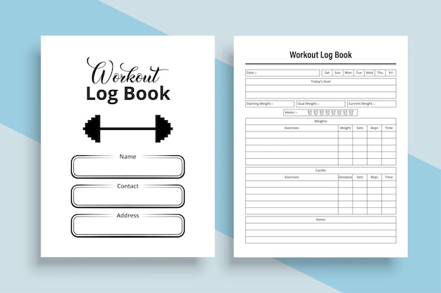 Workout log book KDP interior Gym workout tracker notebook interior KDP interior journal template Daily exercise tracker Log book KDP interior Workout journal template design