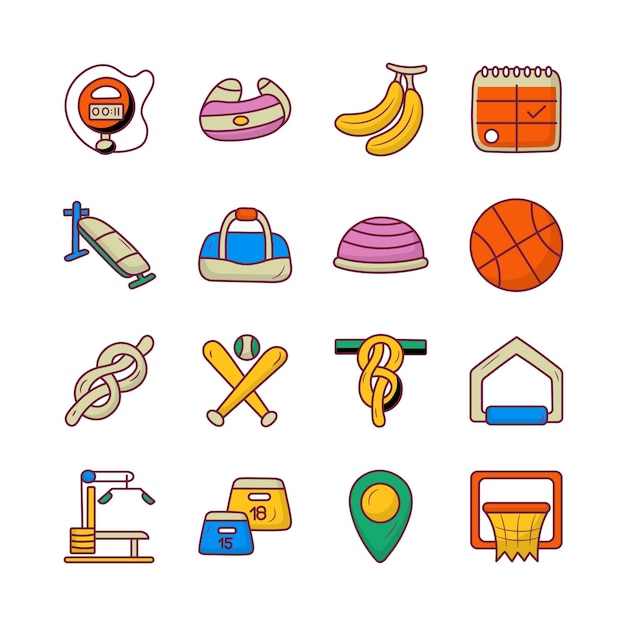 Workout Vector Filled Outline Icon Set 1