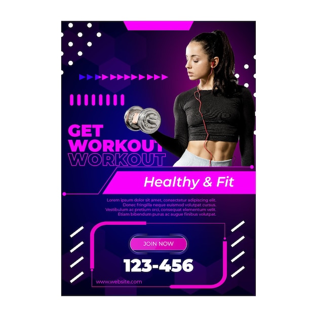 Workout vertical poster template with photo