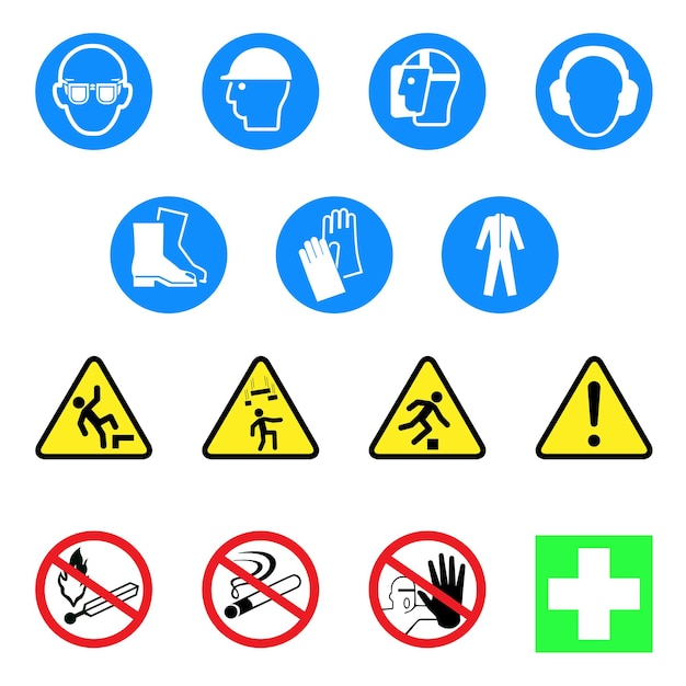 Workplace hazard warning signs Workplace safety sign symbols