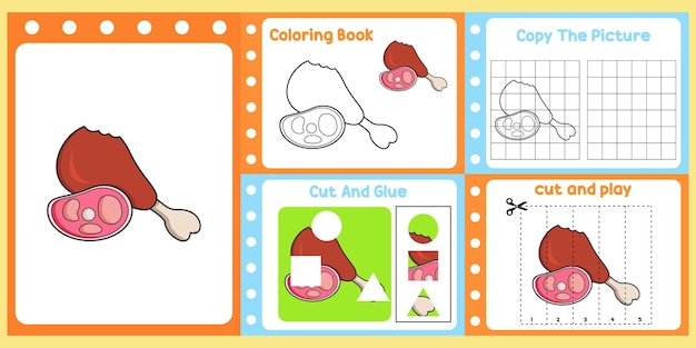 Worksheets pack for kids with meat fun learning for children