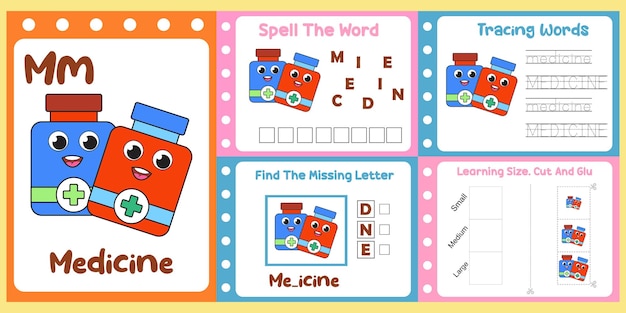 Worksheets pack for kids with medicine fun learning for children