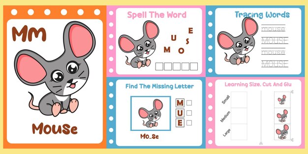 Worksheets pack for kids with mouse fun learning for children