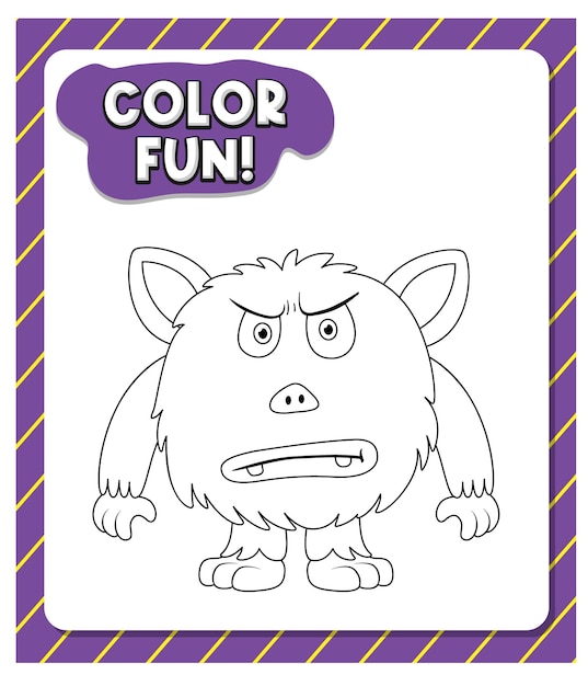 Worksheets template with color fun text and monster outline