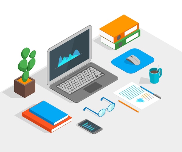 Workspace Concept 3d Isometric View Vector