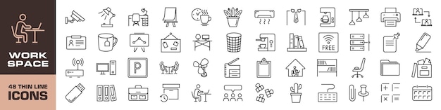 Workspace icon set Linear style