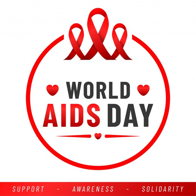 World AIDS day. Aids Awareness Red Ribbon.