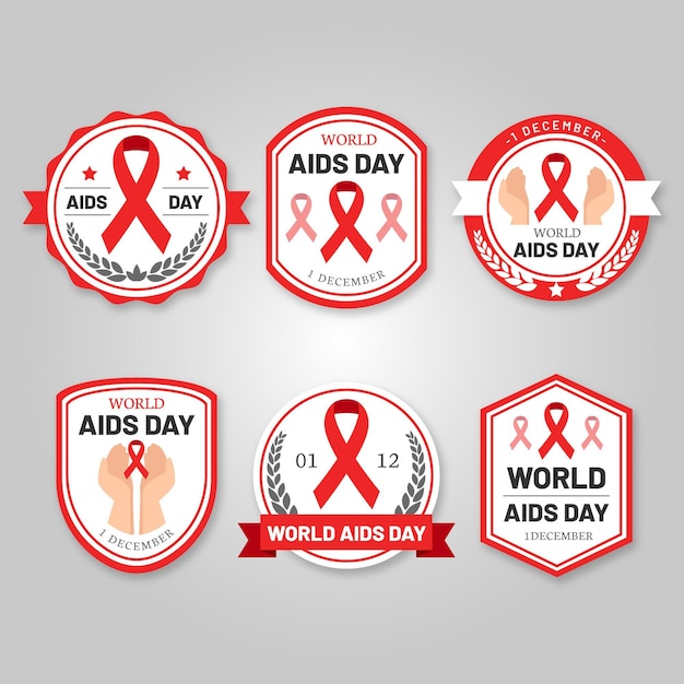 World aids day badges concept