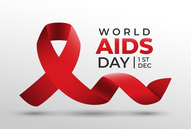 World AIDS day Banner Realistic Red Ribbon